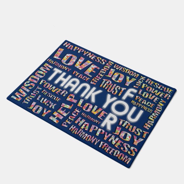 THANK YOU FOR ... + your backgr. colour Doormat (Angled)