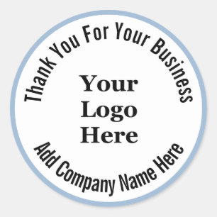 Thank You For Your Business Baby Blue Your Logo Classic Round Sticker