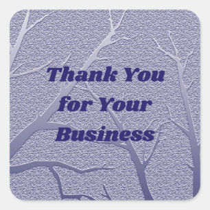 Thank You for Your Business Blue Winter Branches Square Sticker