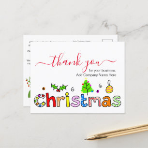 Thank You For Your Business Christmas Postcard