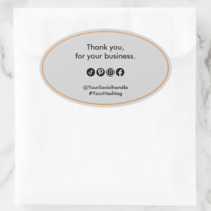 Thank You For Your Business Connect & Follow Oval Sticker