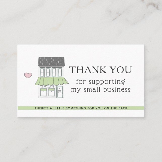 Thank You for your Business Coupon Code Shop Heart Business Card (Front)