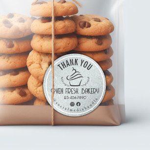 Thank You For Your Business Cupcake Bakery Silver Classic Round Sticker