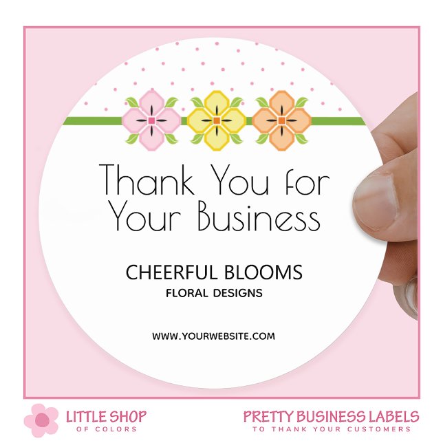 Thank You for Your Business Florist Classic Round Sticker (Creator Uploaded)