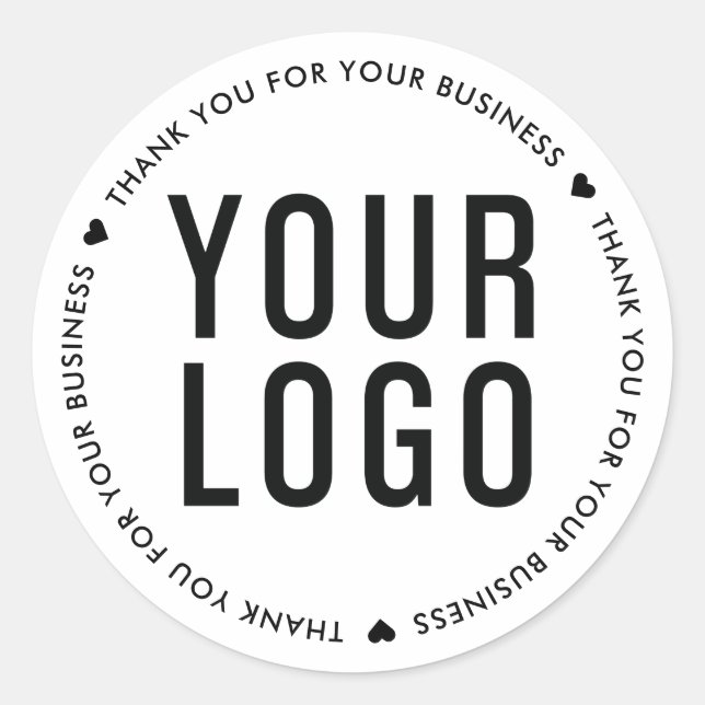 Thank You For Your Business Logo Custom White Classic Round Sticker (Front)
