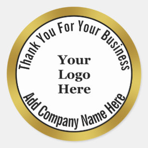 Thank You For Your Business Logo Gold Black White Classic Round Sticker