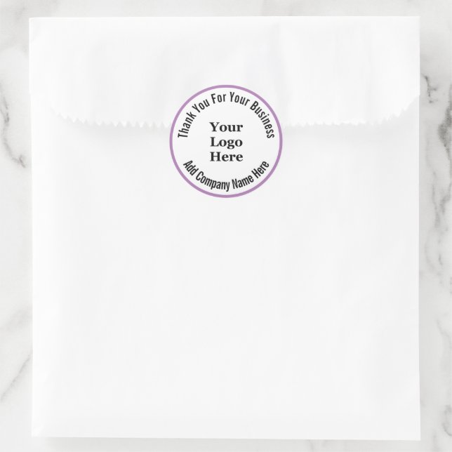 Thank You For Your Business Logo Lavender & White Classic Round Sticker (Bag)