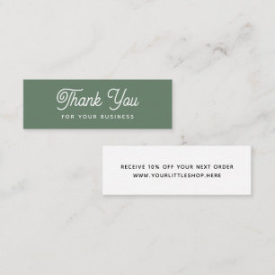 Thank You For Your Business Modern Green Discount Mini Business Card