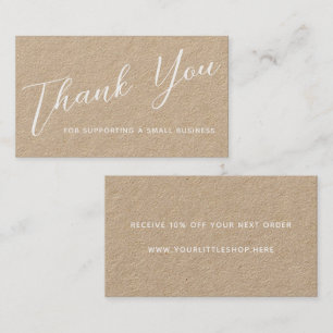Thank You For Your Business Modern Script Kraft Business Card