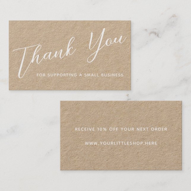 Thank You For Your Business Modern Script Kraft Business Card (Front/Back)