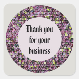 Thank You For Your Business Pink Mosaic Customer Square Sticker