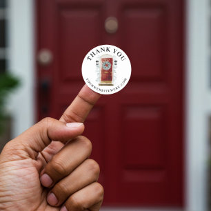 Thank You For Your Business Red Watercolor Door Classic Round Sticker