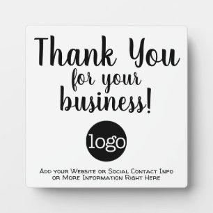 Thank you for your business with logo and contact plaque