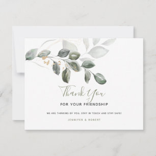 Thank you for your friendship Green leaves Card