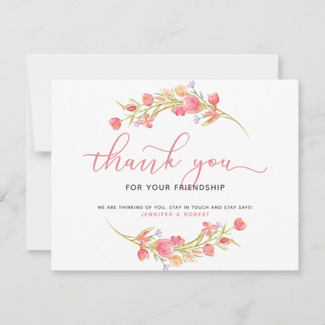 Thank you for your friendship Pink flowers (Front)