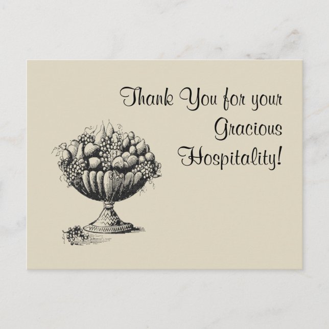 Thank You for your Gracious Hospitality! Postcard (Front)