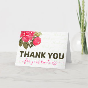 Thank you for your kindness floral thank you card