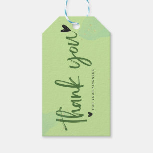 Thank You For Your Kindness Green watercolor card Gift Tags