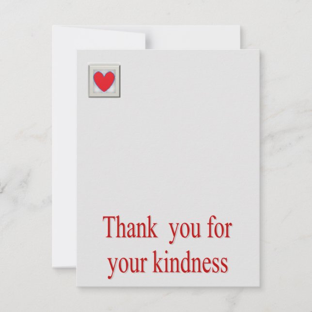 Thank You For Your Kindness Red Heart Card (Front)