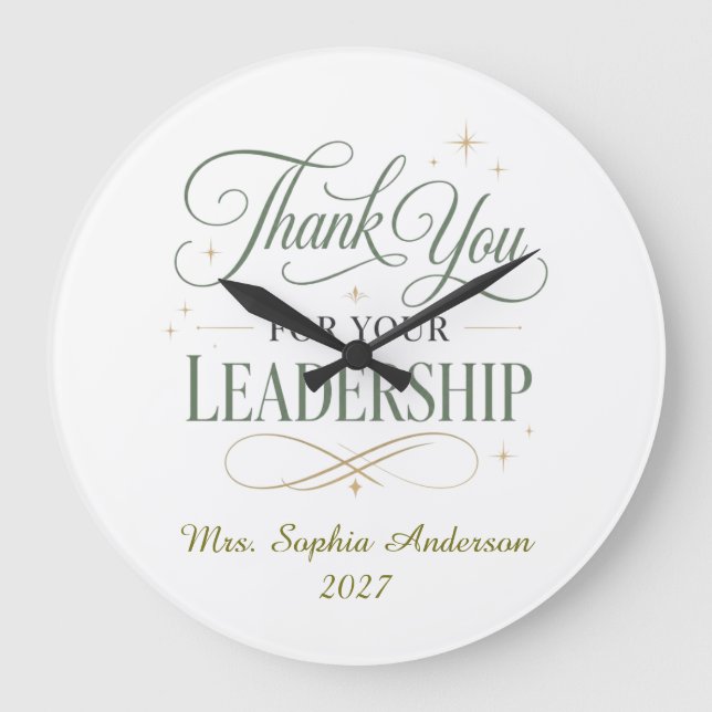 Thank You For Your Leadership Personalised  Large Clock (Front)