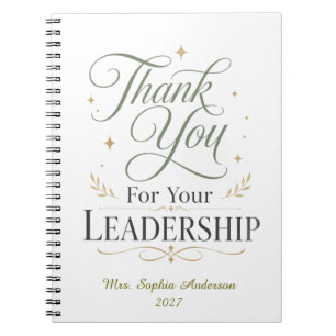 Thank You For Your Leadership Personalised Name Notebook