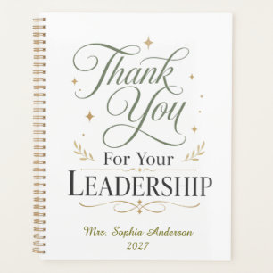 Thank You For Your Leadership Personalised Name Planner
