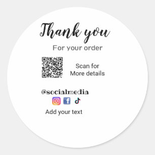 Thank you for your order add q r contact details s classic round sticker