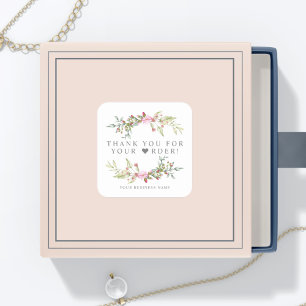 Thank You for Your Order Artisan Garland Square Sticker