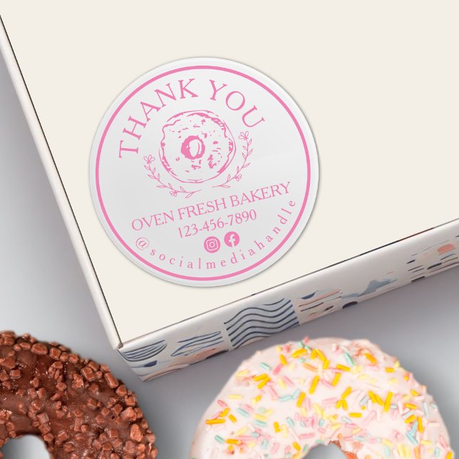 Thank You For Your Order Bakery Pink Doughnut Classic Round Sticker (Creator Uploaded)