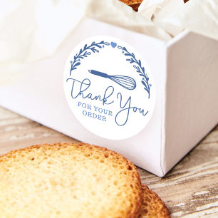 Thank You For Your Order Bakery Whisk & Wreath Classic Round Sticker