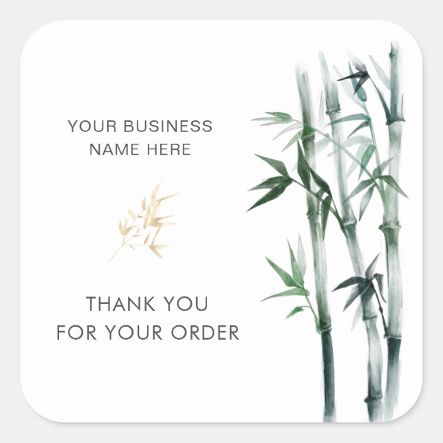 Thank you for your order bamboo square sticker (Front)