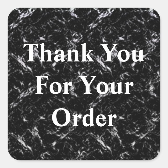 Thank You for Your Order Black White Customer Square Sticker (Front)