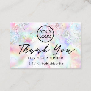 thank you for your order business card