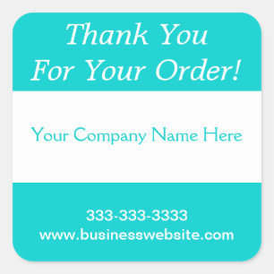 Thank You For Your Order Business Turquoise Stripe Square Sticker