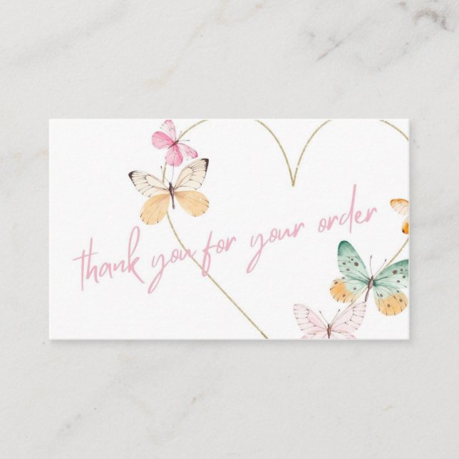 Thank You for Your Order Card | Butterfly & Heart (Front)