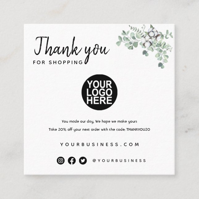 Thank You For Your Order Cards Template Small Busi (Front)