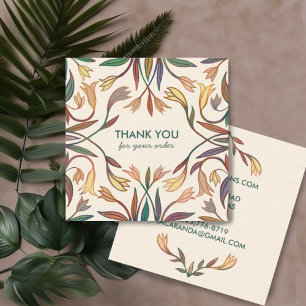 THANK YOU for your ORDER Chic Elegant Lily Frame Square Business Card