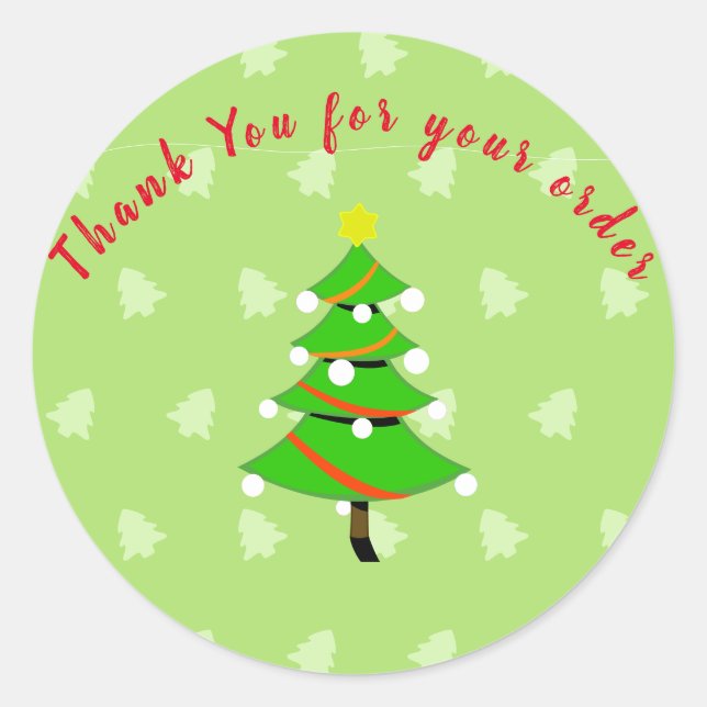 Thank You For Your Order Christmas Classic Round Sticker (Front)