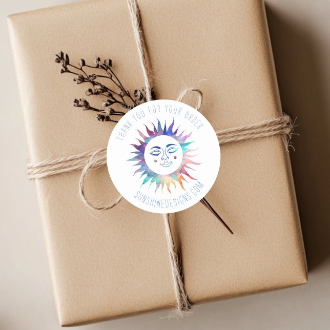 "Thank you for your order" Colourful Custom Sun Classic Round Sticker ("Thank you for your order" Colorful Custom Sun Classic Round Sticker
)