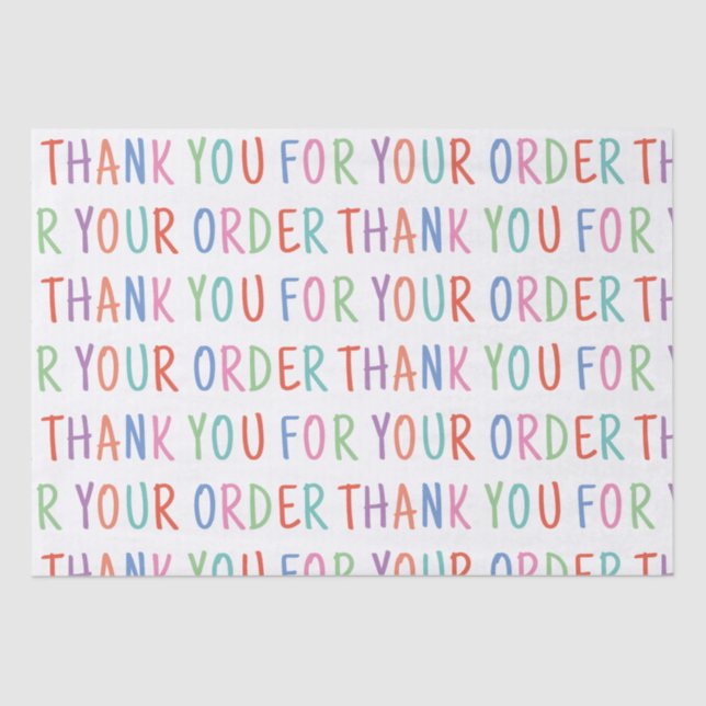    Thank You For Your Order Colourful Simple Moder Tissue Paper (Front)