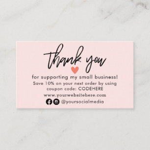 Thank You For Your Order Coupon Code Business Card