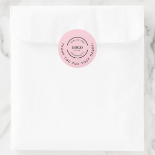 Thank you for your order Custom logo business pink Classic Round Sticker