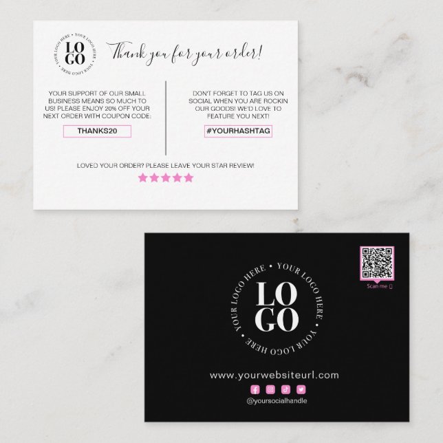 Thank You For Your Order Customer Discount Business Card (Front/Back)