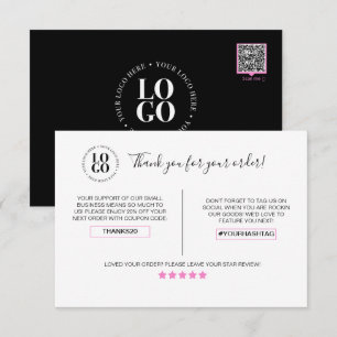 Thank You For Your Order Customer Discount Card