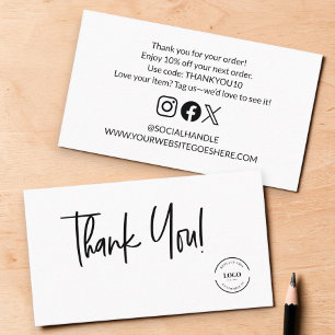 Thank you for your order Customisable text Social Business Card