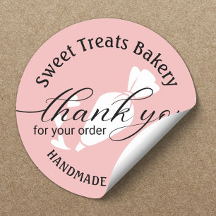 Thank You For Your Order Cute Pink Cake Bakery Classic Round Sticker