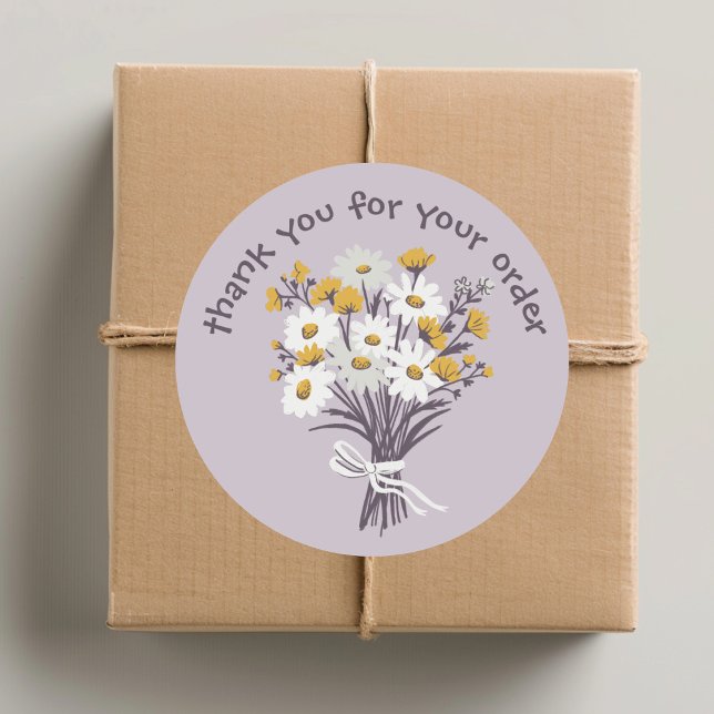 "Thank you for your order" Daisy Bouquet Custom Classic Round Sticker ("Thank you for your order" Daisy Bouquet Custom Classic Round Sticker
)