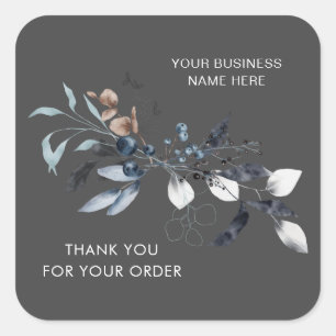 Thank you for your order floral square sticker
