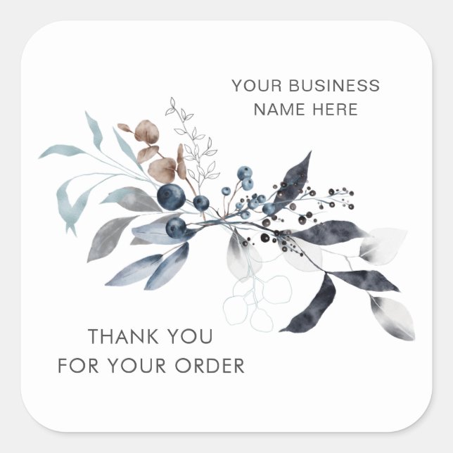 Thank you for your order floral square sticker (Front)