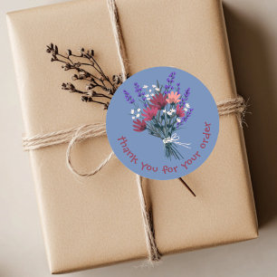 "Thank you for your order" Flower Bouquet Custom Classic Round Sticker